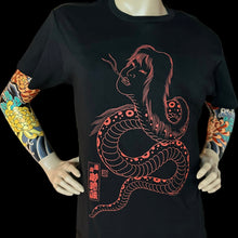 Load image into Gallery viewer, Black Light Glow Nure Onna T-shirt by Small Paul Tattoo