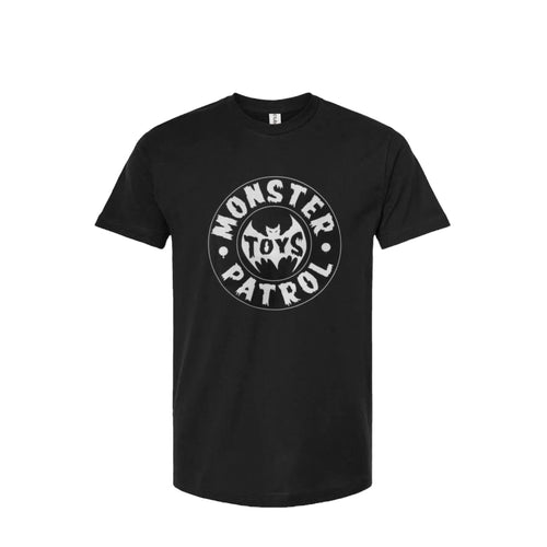 Monster Patrol Toys logo T shirt (gray on black T) MPT